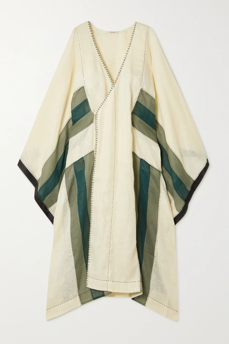 유럽직배송 비타 킨 VITA KIN Opium embroidered striped linen wrap dress 17411127377163943