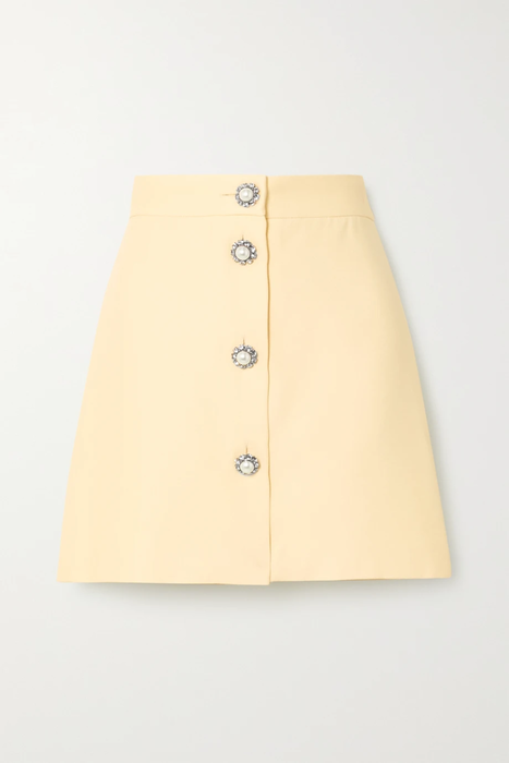 유럽직배송 미우미우 MIU MIU Button-embellished cady mini skirt 31432202865464069