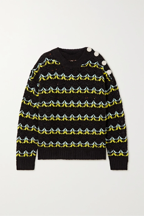 유럽직배송 MERYLL ROGGE Oversized embellished layered open-knit merino wool sweater 13452677152802319
