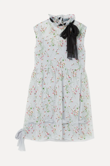 유럽직배송 미우미우 MIU MIU Silk-trimmed floral-print georgette mini dress 9679066509209502