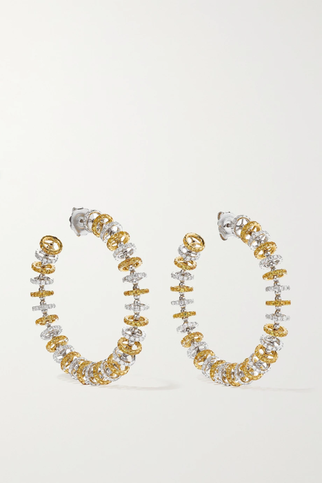 유럽직배송 OFIRA Halo 18-karat white and yellow gold, sapphire and diamond hoop earrings 560971904148800