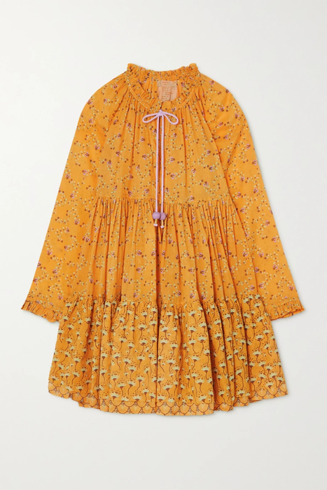 유럽직배송 YVONNE S Tiered floral-print cotton-voile mini dress 27086482324410208