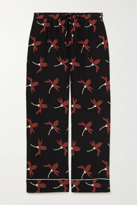 유럽직배송 발렌티노 팬츠 VALENTINO Cropped floral-print silk crepe de chine straight-leg pants 24665545640610618