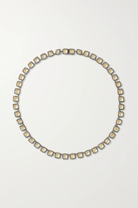 유럽직배송 LARKSPUR &amp; HAWK Bella Mini Rivière rhodium-dipped quartz necklace 24062987016821524