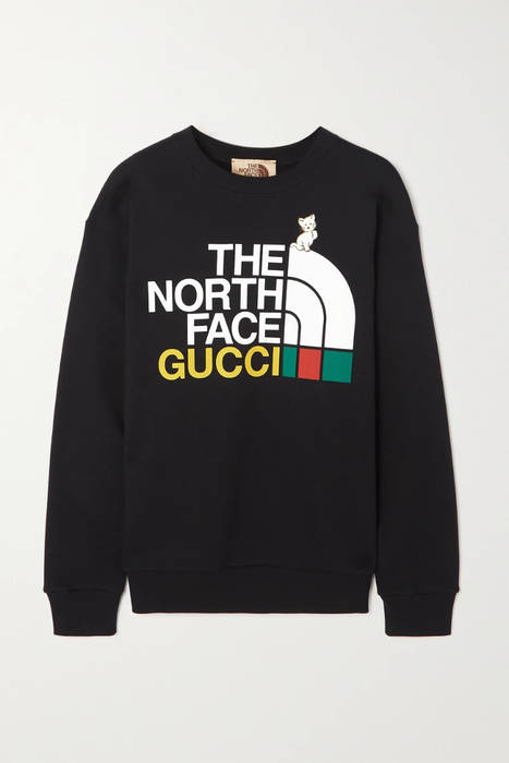 유럽직배송 구찌 GUCCI + The North Face printed cotton-jersey sweatshirt 29419655932642140