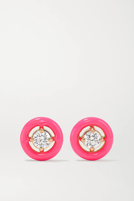 유럽직배송 멜리사케이 귀걸이 MELISSA KAYE Sylvie 18-karat rose gold, enamel and diamond earrings 2204324138700721