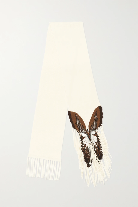 유럽직배송 끌로에 CHLOÉ Fringed embroidered cashmere and wool-blend scarf 15546005222041818