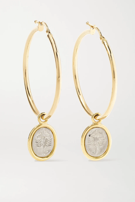 유럽직배송 두비니 귀걸이 DUBINI Scorpio 18-karat gold and sterling silver hoop earrings 560971904011842