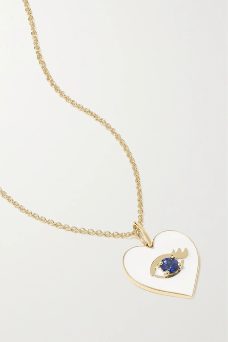 유럽직배송 시드니에반 목걸이 SYDNEY EVAN Chance Heart 14-karat gold, enamel and sapphire necklace 22250442025688161