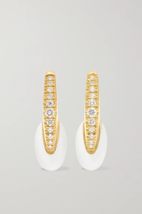 유럽직배송 MELISSA KAYE Ada 18-karat gold, diamond and enamel earrings 16114163150548842