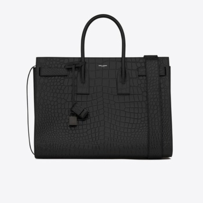 유럽직배송 입생로랑 SAINT LAURENT large sac de jour carry all bag in black crocodile embossed leather  441571CS38U1000