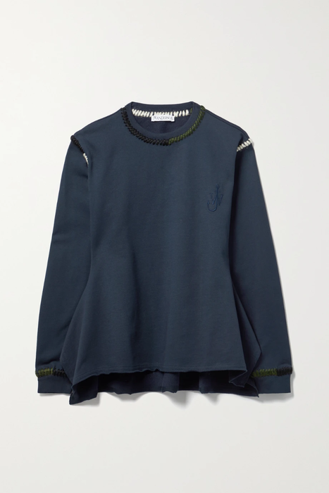 유럽직배송 JW앤더슨 JW ANDERSON Asymmetric embroidered cotton-jersey sweatshirt 11452292645295514