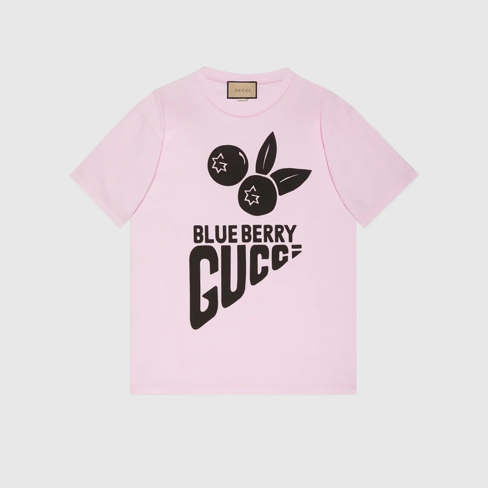 유럽직배송 구찌 GUCCI Gucci - &#039;Blueberry Gucci&#039; cotton T-shirt 616036XJDWE5595