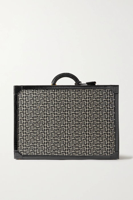 유럽직배송 발망 BALMAIN Croc-effect leather-trimmed jacquard suitcase 20346390235872476