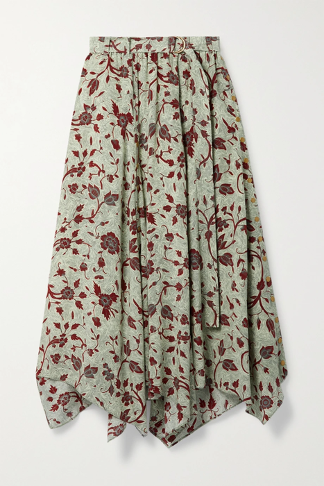 유럽직배송 울라존슨 스커트 ULLA JOHNSON Ariana asymmetric belted floral-print silk crepe de chine skirt 24772899113125925