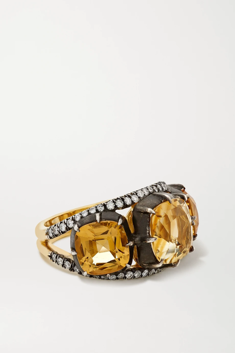유럽직배송 프레드레이튼 반지 FRED LEIGHTON Collection sterling silver-topped 18-karat gold, citrine and diamond ring 17428787258757853
