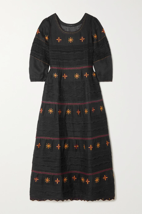 유럽직배송 비타 킨 원피스 VITA KIN Karina pintucked embroidered linen midi dress 17411127377163941