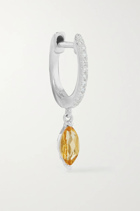 유럽직배송 ROXANNE FIRST 14-karat white gold, citrine and diamond single hoop earring 30629810019790185