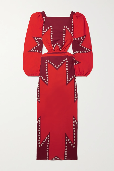 유럽직배송 요한나오르티츠 원피스 JOHANNA ORTIZ + NET SUSTAIN Mar Color de Vino cutout printed cotton-voile midi dress 25185454455568909