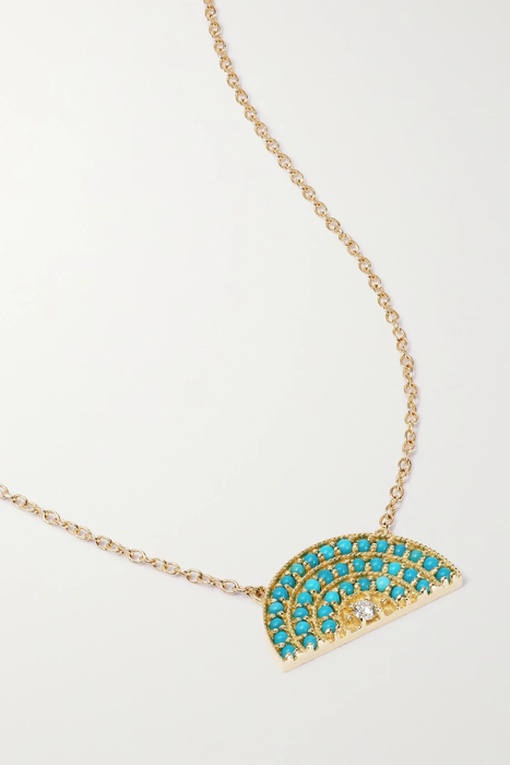 유럽직배송 ANDREA FOHRMAN 14-karat gold, turquoise and diamond necklace 17411127376130361