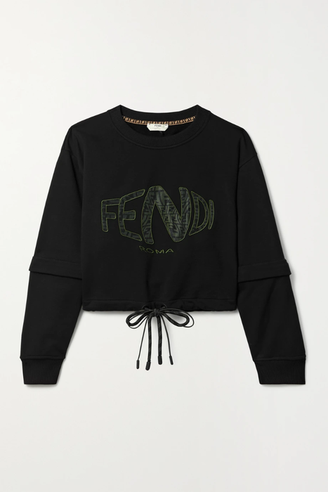 유럽직배송 펜디 스웻셔츠 FENDI Convertible appliquéd cotton-jersey sweatshirt 10163292707021805
