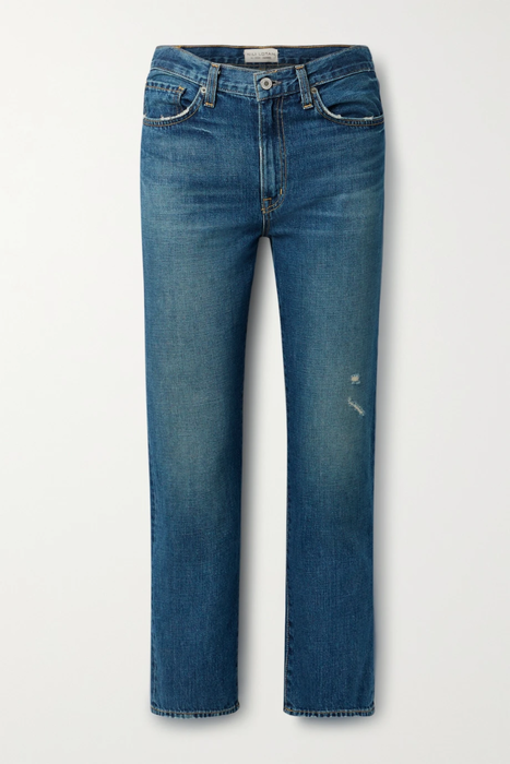 유럽직배송 닐리로탄 NILI LOTAN Distressed high-rise straight-leg jeans 11452292645795398
