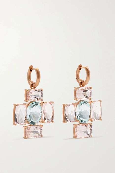 유럽직배송 아이린뉴워스 귀걸이 IRENE NEUWIRTH Gemmy Gem 18-karat rose gold, morganite and aquamarine hoop earrings 32027475399801518
