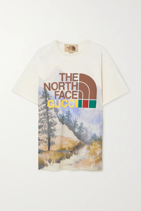 유럽직배송 구찌 GUCCI + The North Face printed cotton-jersey T-shirt 29419655932642780