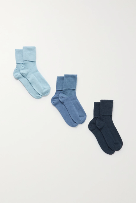 유럽직배송 JOHNSTONS OF ELGIN Set of three ribbed cashmere-blend socks 20346390236418708
