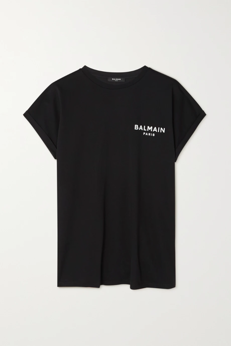 유럽직배송 발망 BALMAIN Flocked cotton-jersey T-shirt 22250442026132410