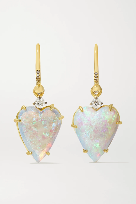 유럽직배송 IRENE NEUWIRTH Love 18-karat white and yellow gold, opal and diamond earrings 19325877437199494