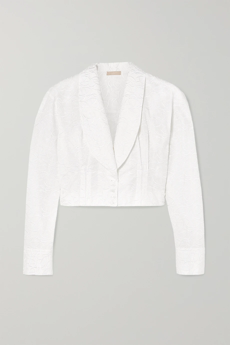 유럽직배송 알라이아 블라우스 ALAÏA Cropped embroidered cotton-poplin blouse 17957409495252283