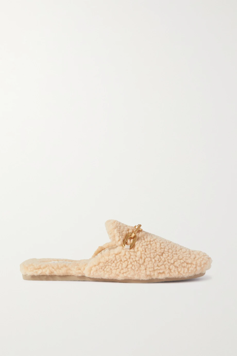 유럽직배송 랙앤본 슬리퍼 RAG &amp; BONE Essex chain-embellished recycled faux shearling slippers 24665545640540000