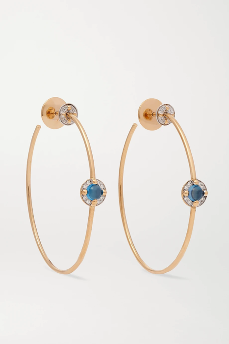 유럽직배송 포멜라토 귀걸이 POMELLATO M&#039;ama non M&#039;ama 18-karat rose gold, topaz and diamond hoop earrings 29012654081385898
