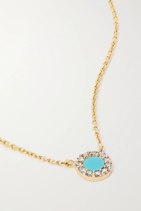 유럽직배송 DIANE KORDAS Evil Eye 18-karat gold, turquoise and diamond necklace 30629810019835500