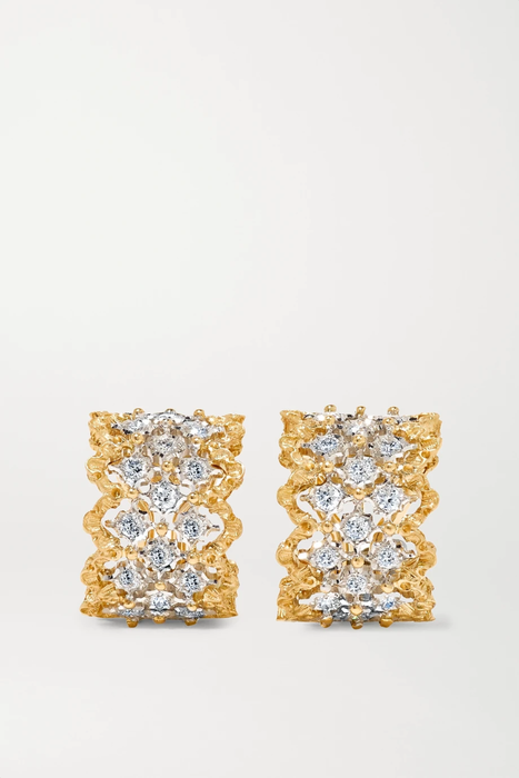 유럽직배송 BUCCELLATI Rombi 18-karat yellow and white gold diamond earrings 19971654707522837