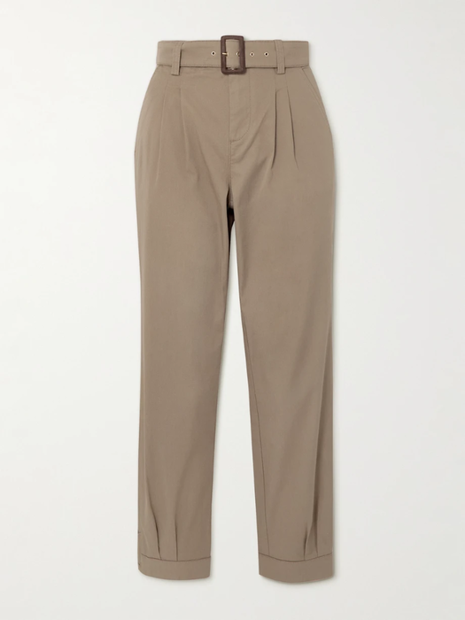 유럽직배송 PURDEY Belted cotton-blend tapered pants 11452292646583214