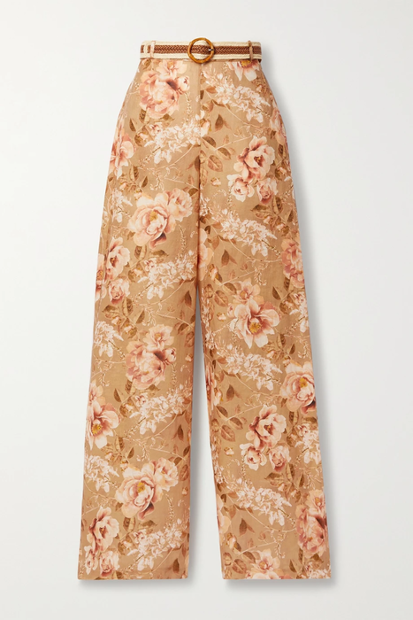 유럽직배송 짐머만 팬츠 ZIMMERMANN Rosa belted floral-print linen wide-leg pants 24772899113572133