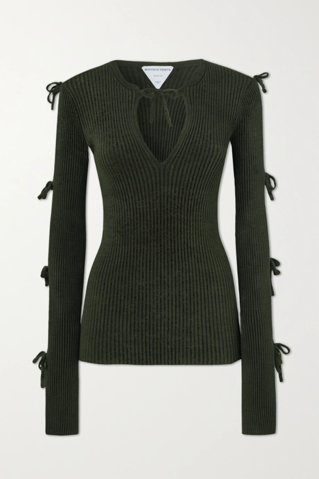 유럽직배송 보테가베네타 스웨터 BOTTEGA VENETA Tie-detailed ribbed-knit sweater 20346390235757066