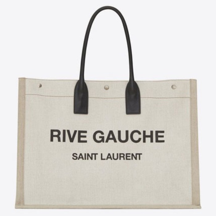 유럽직배송 입생로랑 SAINT LAURENT rive gauche tote bag in linen and leather 5094159J52D9280