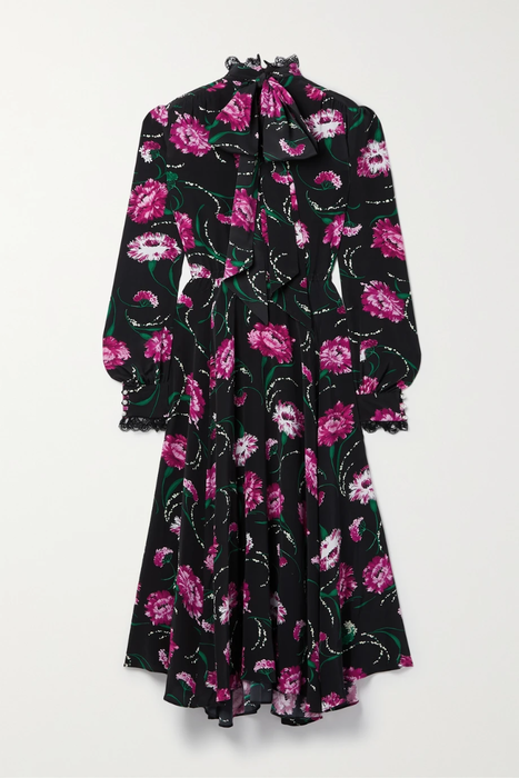 유럽직배송 로다테 원피스 RODARTE Lace-trimmed floral-print silk midi dress 24665545640693253