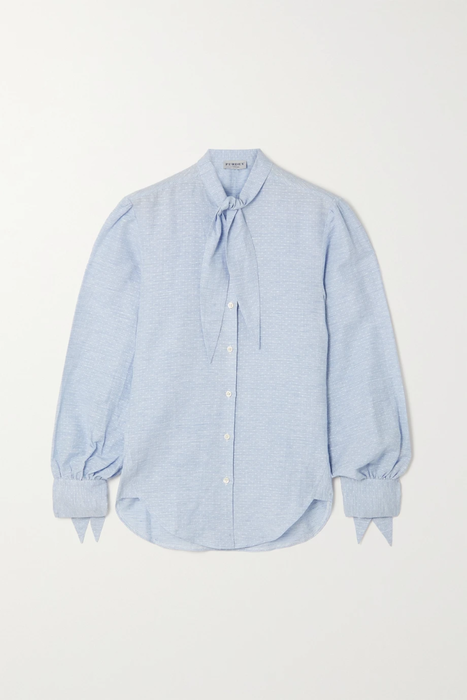 유럽직배송 PURDEY Tie-detailed linen and cotton-blend jacquard shirt 11452292646583205