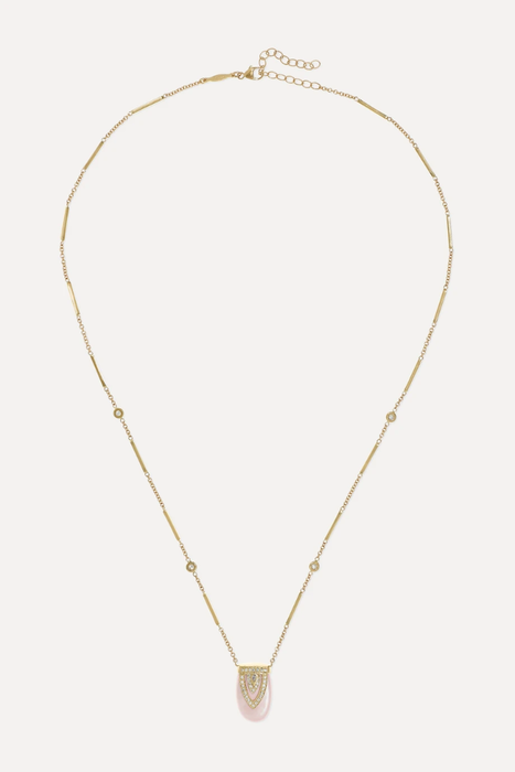 유럽직배송 JACQUIE AICHE Aladdin 14-karat gold, mother-of-pearl and diamond necklace 17428787258948968