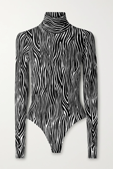 유럽직배송 COMMANDO Zebra-print stretch-jersey turtleneck thong bodysuit 24665545640646044