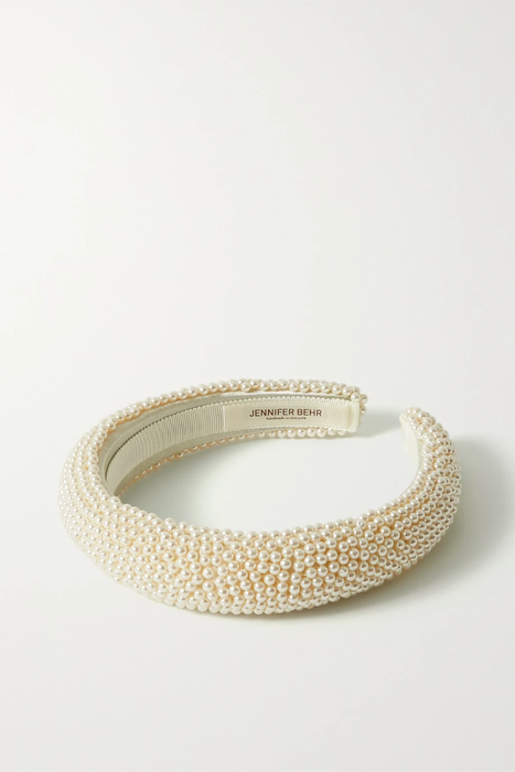 유럽직배송 JENNIFER BEHR Brissa faux pearl-embellished satin headband 27086482324758036