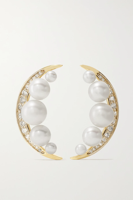 유럽직배송 MATEO 14-karat gold, pearl and diamond earrings 11452292646124778