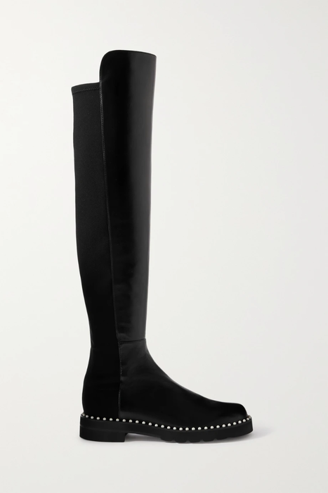 유럽직배송 스튜어트와이츠먼 STUART WEITZMAN 5050 Lift faux pearl-embellished leather and neoprene over-the-knee boots 15546005221851456