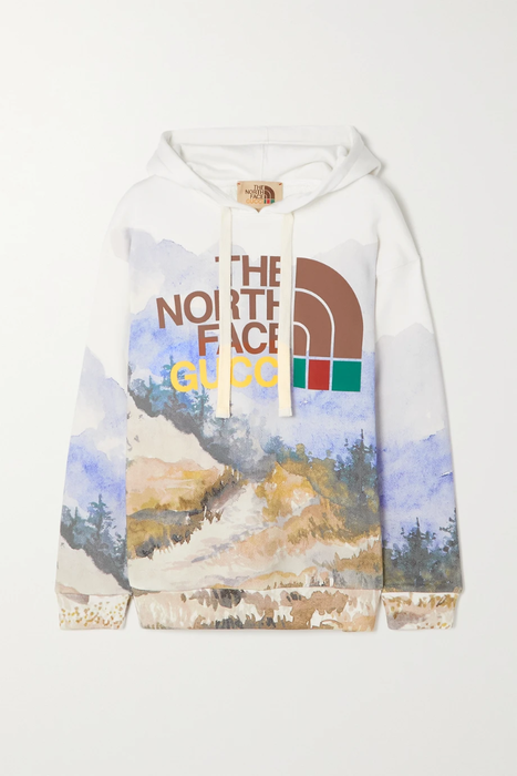 유럽직배송 구찌 GUCCI + The North Face printed cotton-jersey hoodie 29419655932642022