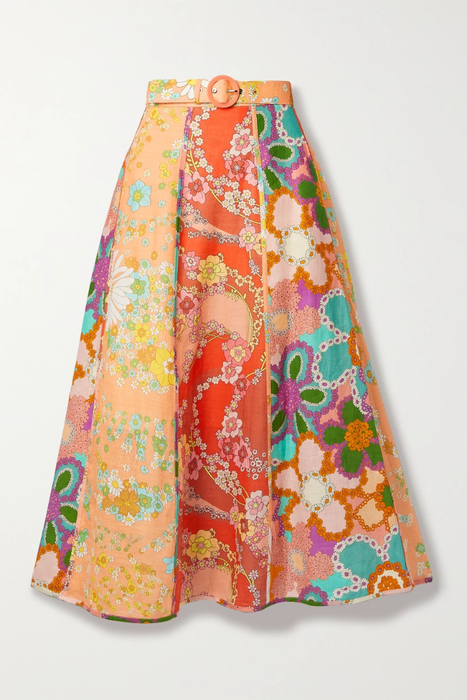 유럽직배송 짐머만 스커트 ZIMMERMANN Lola belted paneled floral-print linen midi skirt 24772899113572252