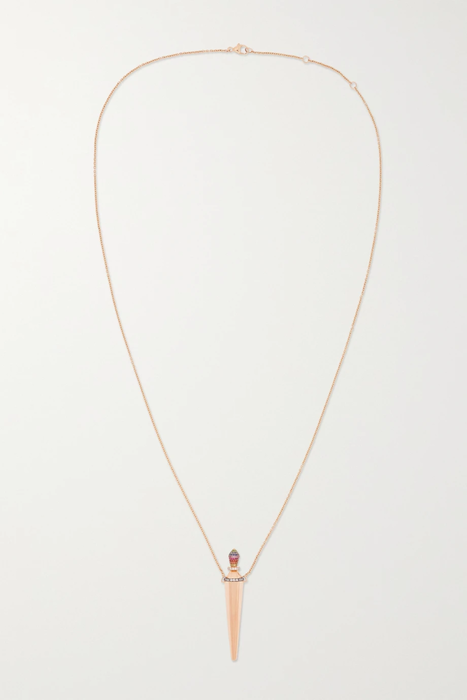 유럽직배송 다이앤코르다스 목걸이 DIANE KORDAS Amulette 18-karat rose gold multi-stone necklace 13452677152972151